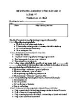 Đề kiểm tra 15p môn Giáo dục công dân khối 12